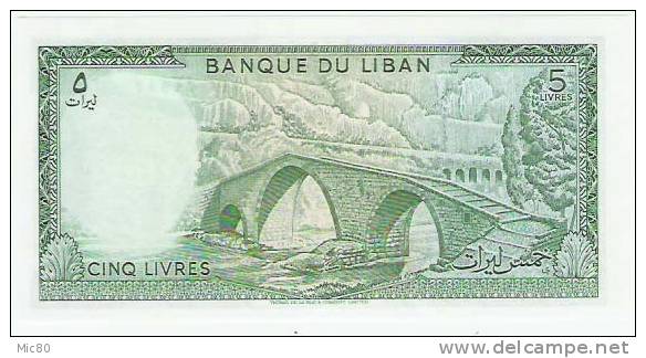 Liban Billet 5 Livres 1986 NEUF - Lebanon