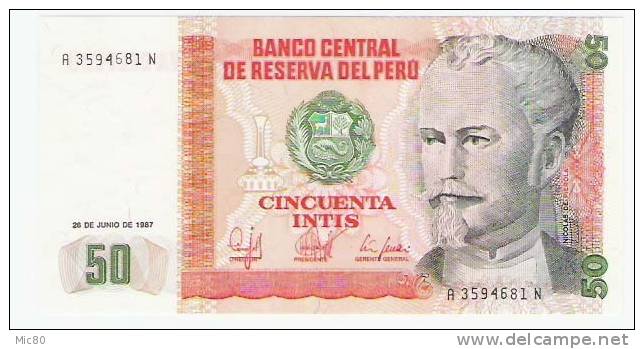 Pérou Billet 50 Intis 26/06/87 NEUF - Iran
