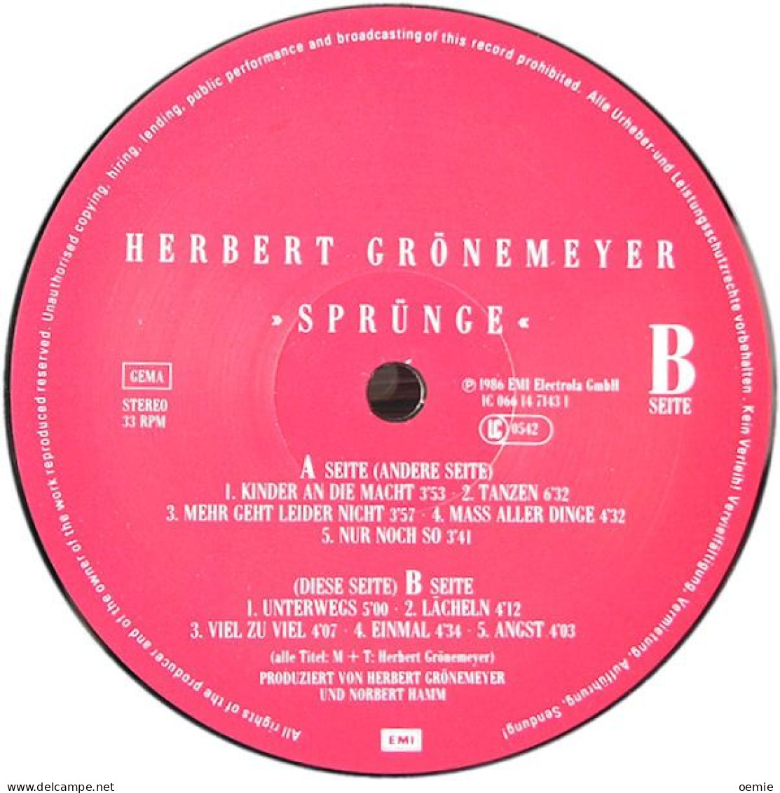 HERBERT  GRONEMEYER °°     SPRUNGE - Otros - Canción Alemana