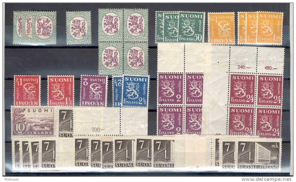 FINLAND, SMALL GROUP UNUSED DEFINITIVES FROM 1930 ON - Sammlungen