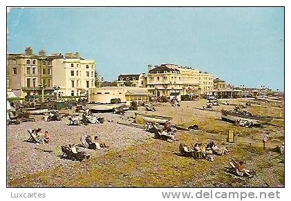 EAST BEACH AND MARINE PARADE FROM PIER. WORTHING. - Worthing