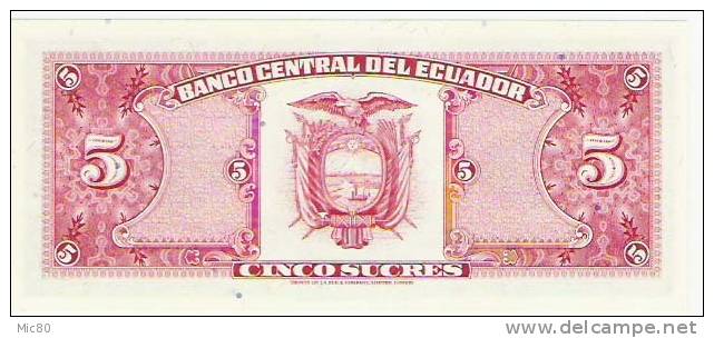 Equateur Billet 5 Sucres 22/11/1988 NEUF - Equateur