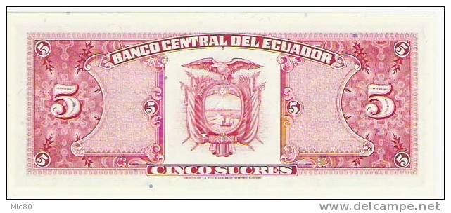 Equateur Billet 5 Sucres 22/11/1988 NEUF - Ecuador