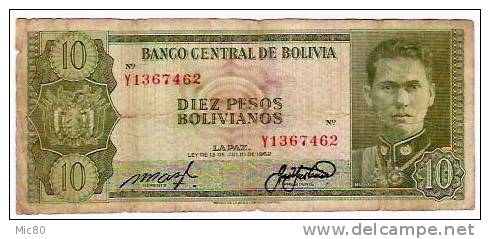 Bolivie Billet 10 Pesos 13/07/1962 - Bolivie