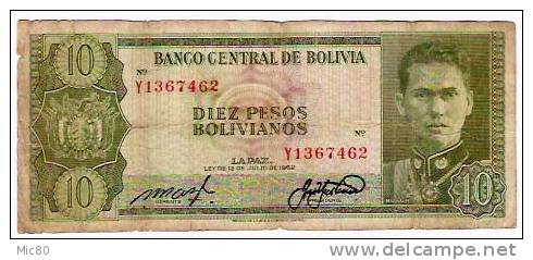 Bolivie Billet 10 Pesos 13/07/1962 - Bolivia