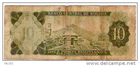 Bolivie Billet 10 Pesos 13/07/1962 - Bolivien