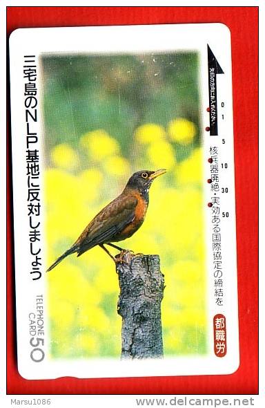 Japan Japon  Telefonkarte Télécarte Phonecard Telefoonkaart - Bird Vogel Oiseau - Pájaros Cantores (Passeri)