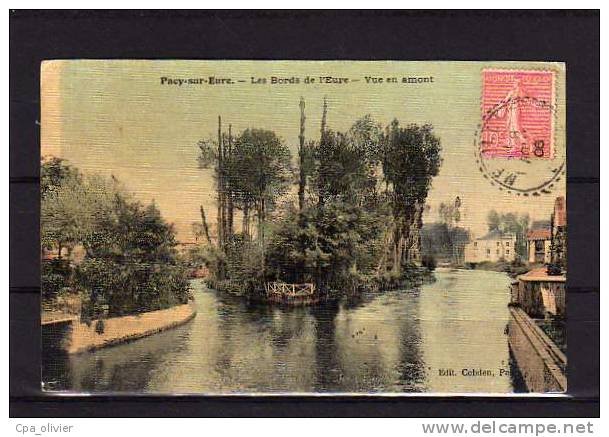 27 PACY SUR EURE Bords D'Eure, Vue En Amont, Carte Toilée, Colorisée, Ed Codben, 1906 - Pacy-sur-Eure