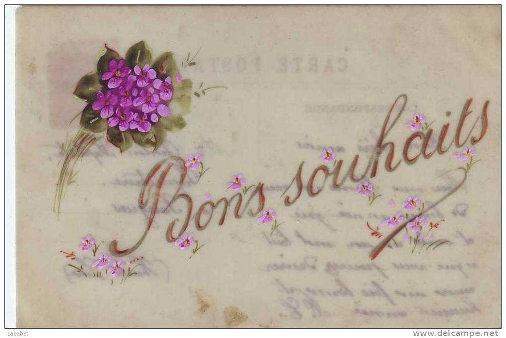 Mica  Bouquet De Violettes Peintes    Bons Souhaits - Sonstige & Ohne Zuordnung