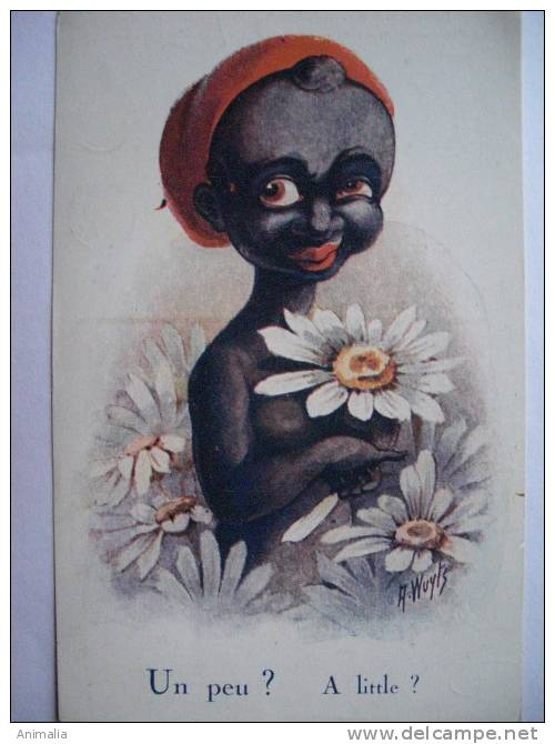 Le Nègre Amoureux  Par A. Wuyts No76 Fantaisie Trichromes Effeuillant La Marguerite Black Kid - Wuyts