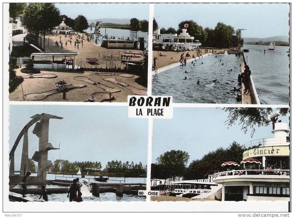 BORAN Sur OISE 60 Carte Multivues La Plage Editions Combier Carte Dentelée Véritable Photo - Boran-sur-Oise