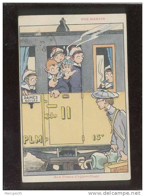 H.gervese Nos Marins Aux Postes D'appareillage édit.raffaelli Train Wagon  Belle Carte - Gervese, H.