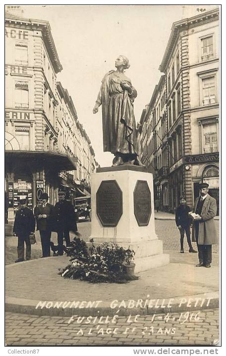 BELGIQUE - BRUXELLES - GUERRE 1914 - CARTE PHOTO - STATUE De GABRIELLE PETIT  FUSILLE En 1916 Pour ESPIONNAGE - ESPION - Personaggi Famosi