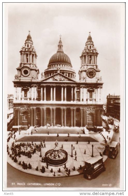 St. Paul's Cathedral Real Photo 1940s Vintage Postcard, Scott #264 George VI Stamp Used - St. Paul's Cathedral