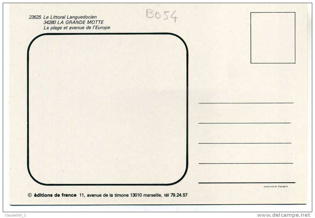 LA GRANDE MOTTE .La Plage .Voir Recto Verso  (B054) - Autres & Non Classés