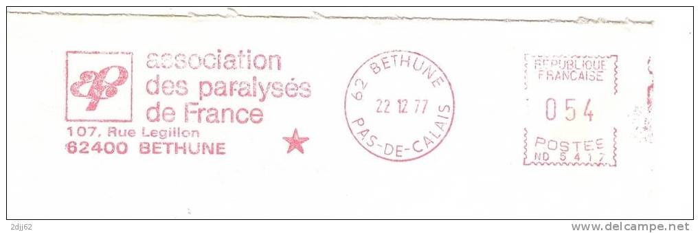 Paralysés, France, Béthune -EMA Secap - Enveloppe Entière     (184) - Behinderungen