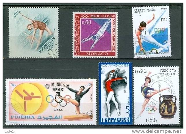 GYMNASTIQUE: Lot N°9 De 6 Timbres Différents Hongrie - Monaco - Bulgarie - Fujeira - Laos - Cambodge - Gymnastics