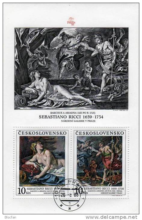 Gemälde Von Ricci Zur PRAGA 1988 CSSR 2972/3 + Bl.89 O 14€ - Museen