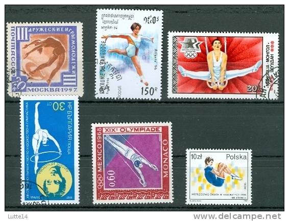 GYMNASTIQUE: Lot N°15 De 6 Timbres Différents URSS CCCP - Monaco - Mongolie - Pologne - Bulgarie - Cambodge - Gymnastics