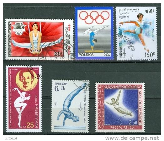 GYMNASTIQUE: Lot N°16 De 6 Timbres Différents URSS CCCP - Monaco - Mongolie - Pologne - Bulgarie - Cambodge - Gymnastique