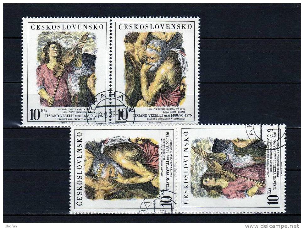 Tizian Gemälde Zur Weltausstellung PRAGA 1978 CSSR 2463/4,ZD+Block 37 O 35€ Bloc Hb Ms Art Sheet Bf Tschechoslowakei CSR - Impresionismo