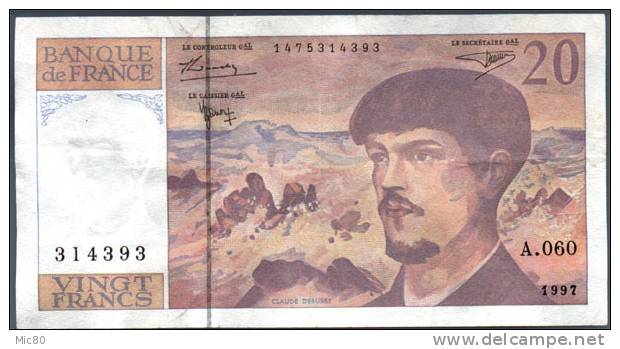 Billet 20F Debussy Série A 060 Sup+ - 20 F 1980-1997 ''Debussy''