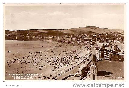 THE SANDS AND PROMENADE FROM FALCON CLIFF.  DOUGLAS . I.O.M. - Isle Of Man