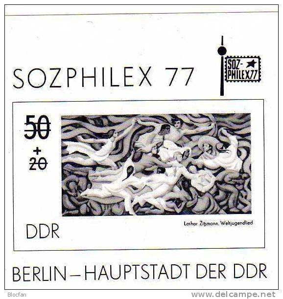 Berlin 1977 Ausstellungs - Set DDR 2247/8, KB, EZ, BM, Block 48 + SD1 mit EK ** 34€