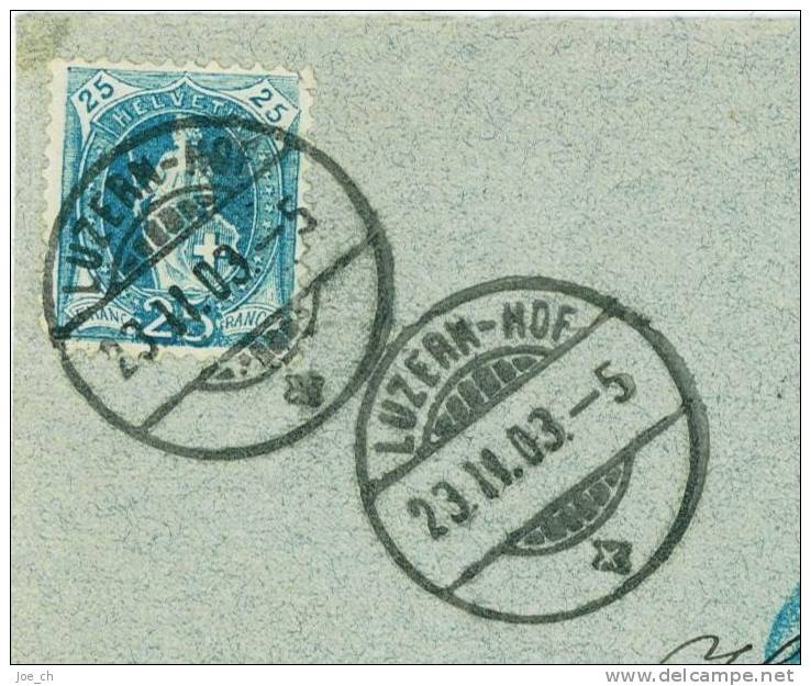 Stehende Helvetia 1903 25 Rp Auf Nachnahmebief Nach Kriens (Gebhardt Luzern), 3 Scans - Storia Postale