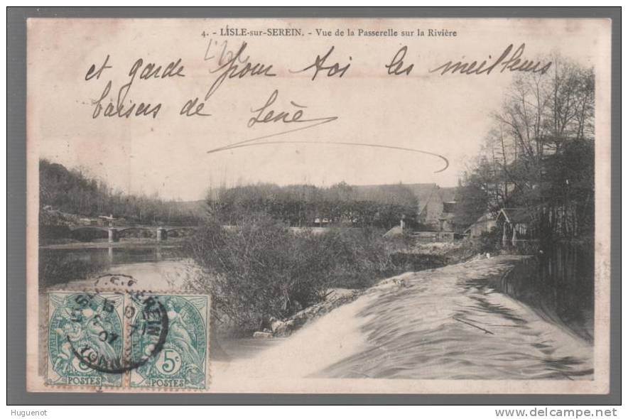 B - CARTE POSTALE - 89 - L ISLE SUR SEREIN - VUE DE LA PASSERELLE SUR LA RIVIERE - - L'Isle Sur Serein