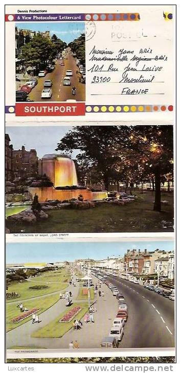 SOUTHPORT.  6 VIEW PHOTOCOLOUR LETTERCARD. - Southport