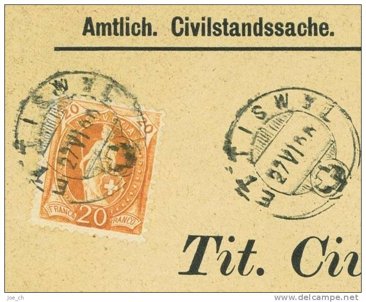 Stehende Helvetia 1888? Auf Brief, 3 Scans, Zivilstandsamt Ettiswil - Storia Postale