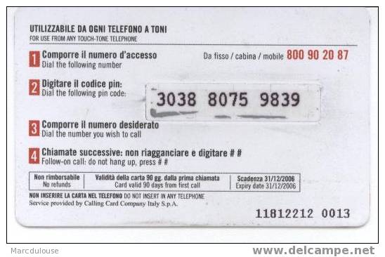 Bic In Collaborazione Con Tele 2. Carta Telefonica Internazionale Prepagata 3 Ore. 5 Euros. - Publicidad