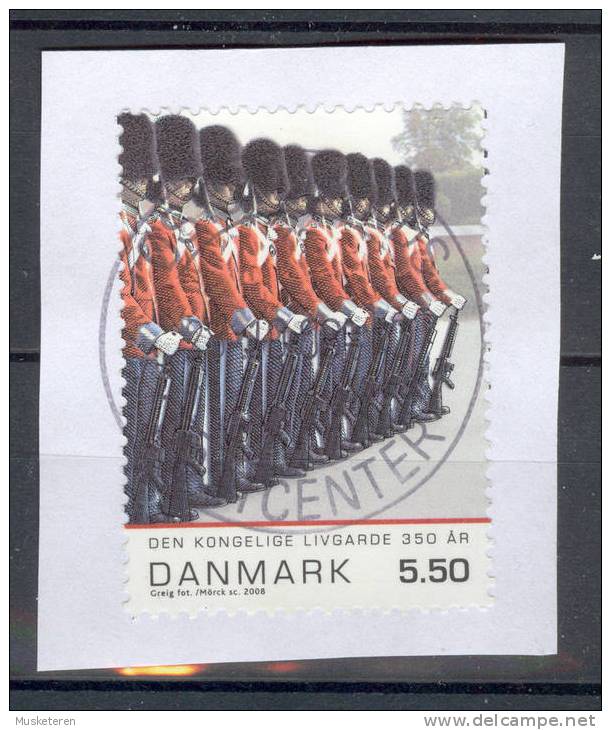 Denmark Mi. 1493 Royal Lifeguards 350 Year Jubilee 5.50 Kr Superb Deluxe Cancel 2008 Tied To Piece - Used Stamps