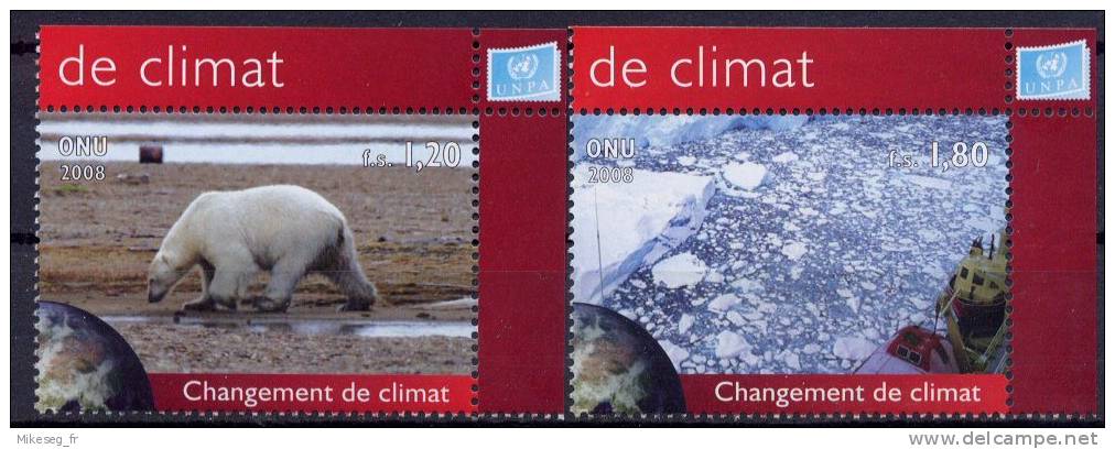 ONU Genève 2008 - Changement De Climat - Paire Détachée De Feuillets **  (1,20FS +  1,80FS) - Nuovi