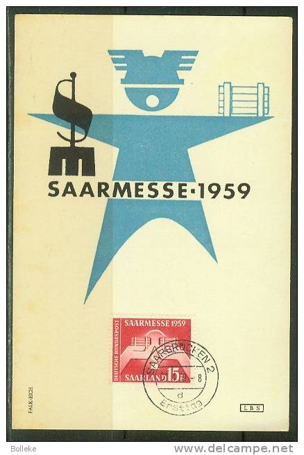 Sarre  -  Carte Maximum De 1959 - Maximumkaarten