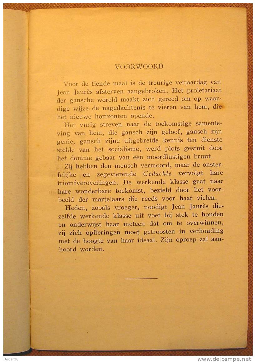 Jean Jaurès, Bloemlezing Uit En Over Zijn Leven, Zijne Werken En Zijne Dood, 1924 - Antique