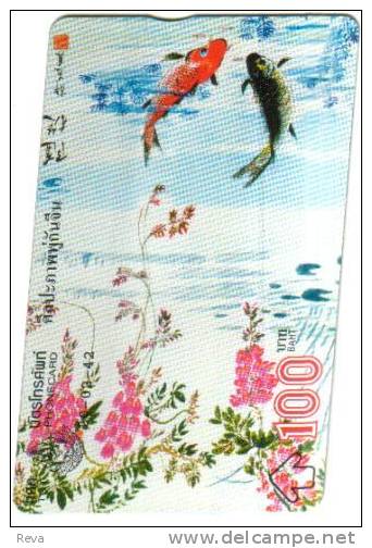THAILAND  100 BAHT   FLOWER FLOWERS  FISH FISHES  MARIN LIFE  ART  READ DESCRIPTION !! - Thaïlande