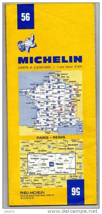 Carte Michelin No 56 PARIS REIMS  1985 (24e Edition) Paris Reims - Maps/Atlas