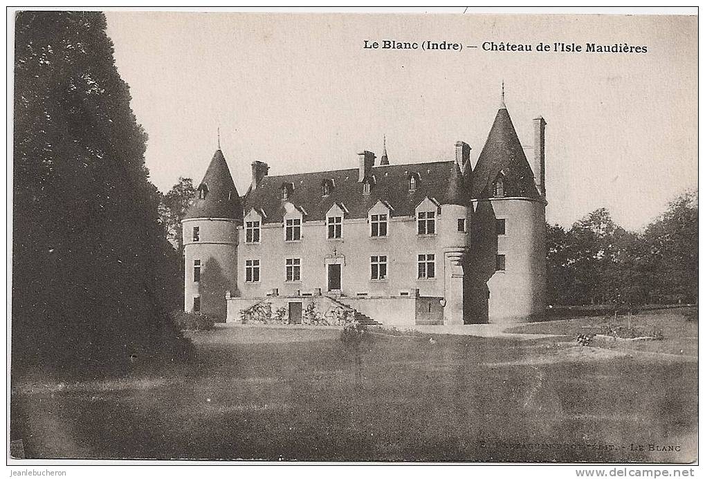 C . P . A   (  LE BLANC  " Château De L´isle Maudières " Plan  Rare - Carte Comme Neuve ) - Le Blanc