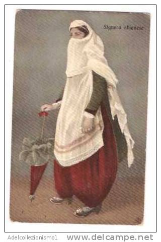 18849)cartolina Illustratoria  Vestiario Femminile - Signora Albanese - Nuova - Albanien