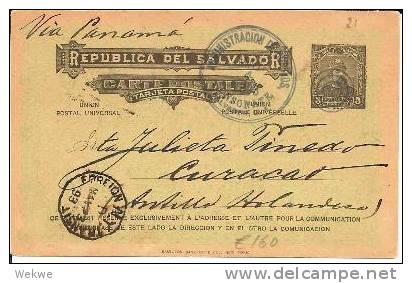 Sal020/  EL SALVADOR -     P 21 Ex Acajutla Nach Curacao 1893 - El Salvador