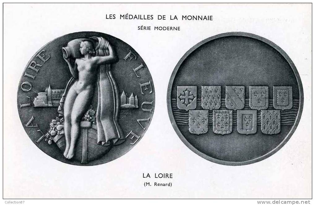CARTE " LES MEDAILLES De La MONNAIE " - FLEUVE LA LOIRE Par RENARD - FEMME NUE à La CRUCHE - NUDE - NU - VOIR DOS - Münzen (Abb.)