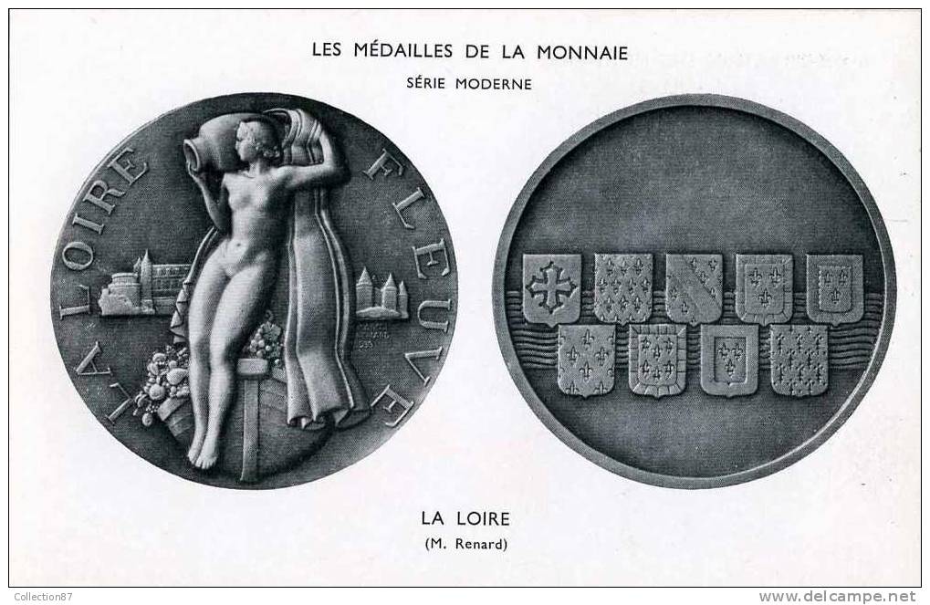 CARTE " LES MEDAILLES De La MONNAIE " - FLEUVE LA LOIRE Par RENARD - FEMME NUE à La CRUCHE - NUDE - NU - VOIR DOS - Munten (afbeeldingen)