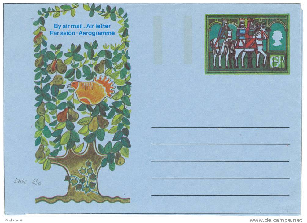 Great Britain Airmail Postal Stationery Aerogramme Cover QEII Overprint SPECIMEN Cachet : Tree With Fruits And Bird Mint - Fiktive & Specimen