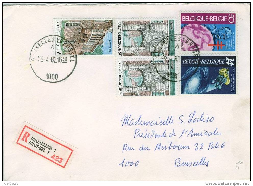 Bruxelles 423 - Affranchissement Multiple - BELGIQUE - LETTRE RECOMMANDEE - 1982 - Cartas & Documentos