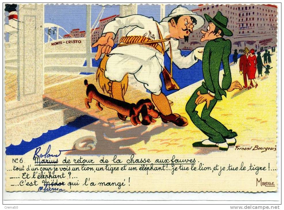 Illustrateur BOURGEOIS F. - Marius De Retour De La Chasse Aux Fauves - Bourgeois