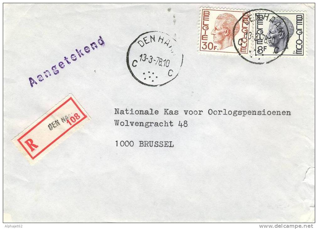 Den Haam 108 - Affranchissement Multiple - BELGIQUE - LETTRE RECOMMANDEE - 1978 - Cartas & Documentos