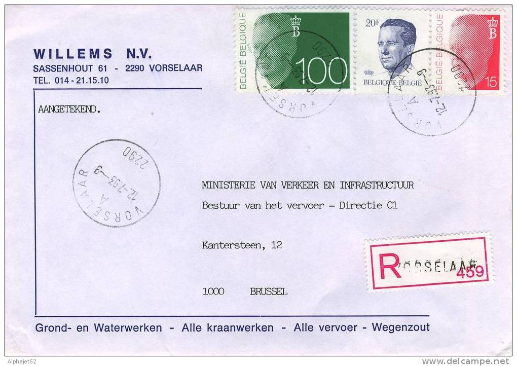 Vorselaar 459 - Affranchissement Multiple - BELGIQUE - LETTRE RECOMMANDEE - 1993 - Lettres & Documents