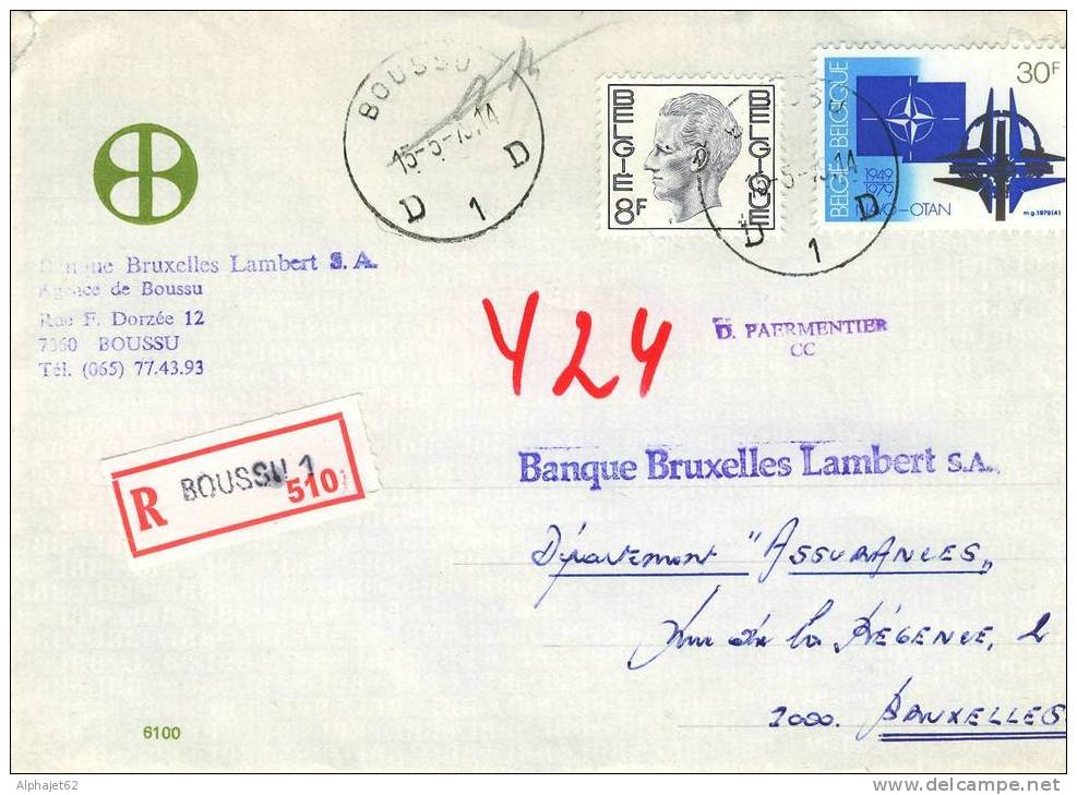 Boussu 510 - Affranchissement Multiple - BELGIQUE - LETTRE RECOMMANDEE - 1979 - Briefe U. Dokumente